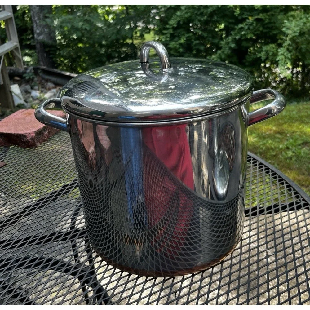 Revere Ware 12 Qt Stock Pot with Lid 1801 Copper Bottom Clinton IL USA Kitchen